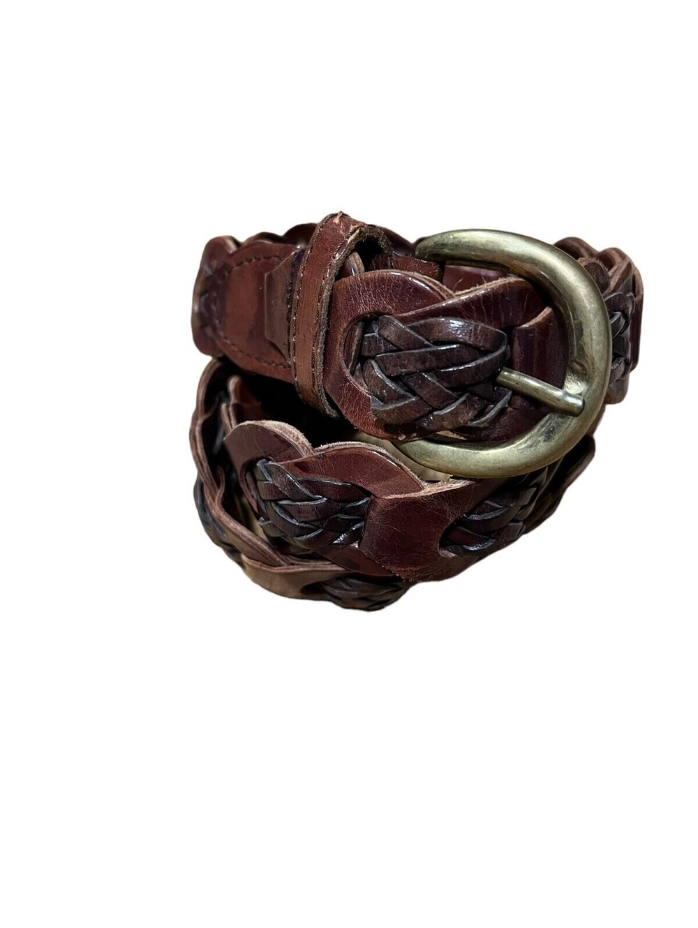 Brown Links Braided Belt 1 1/4 Inches Men's Size Large 40" Long Unbranded